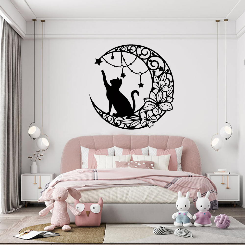 Gothic Black Cat Metal Wall Art