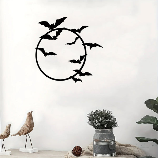 Gothic Bat Wall Art - Halloween Metal Decor