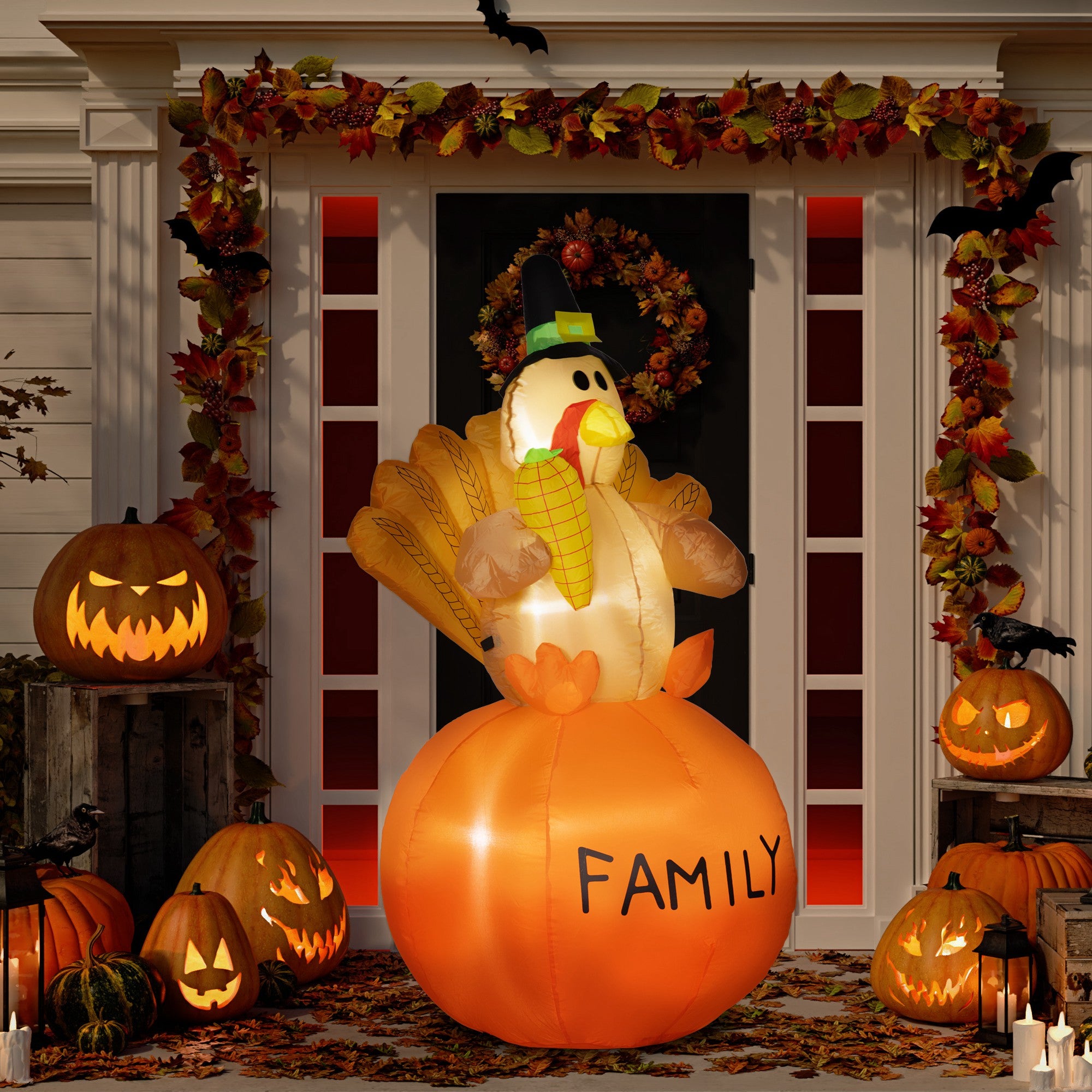 Inflatable Thanksgiving Turkey - 4.9ft LED Display